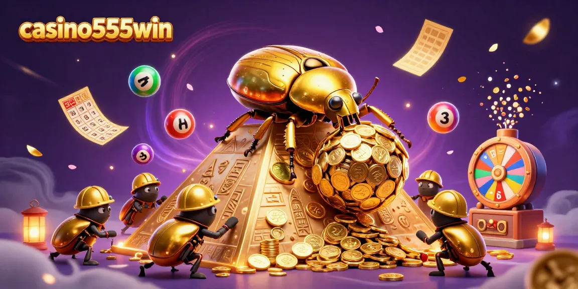 Experience the excitement of casino555win with vibrant lottery balls and golden treasures.