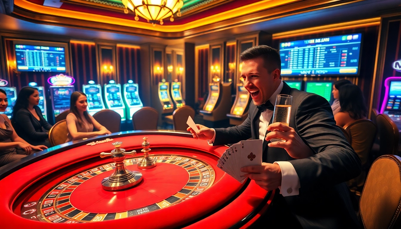Experience the excitement of gambling at https://xx88.directory with players at a luxurious roulette table.