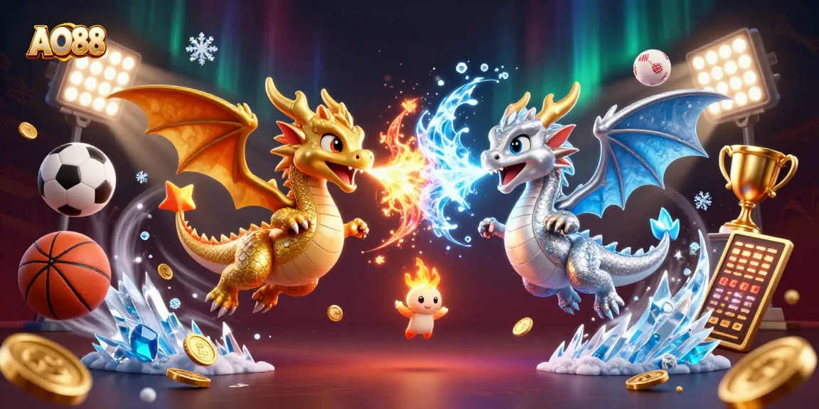 Experience thrilling gaming action with AO88 featuring dynamic dragons and competitive sports elements.
