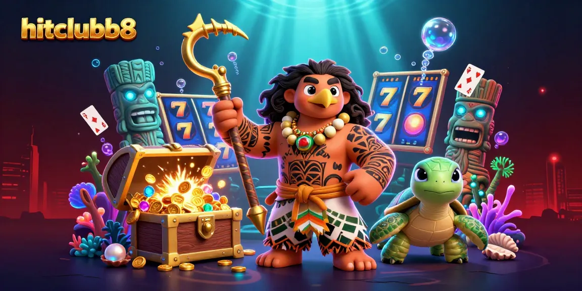 Engage with hitclubb8's vibrant slot-themed underwater oasis featuring colorful characters and treasures.