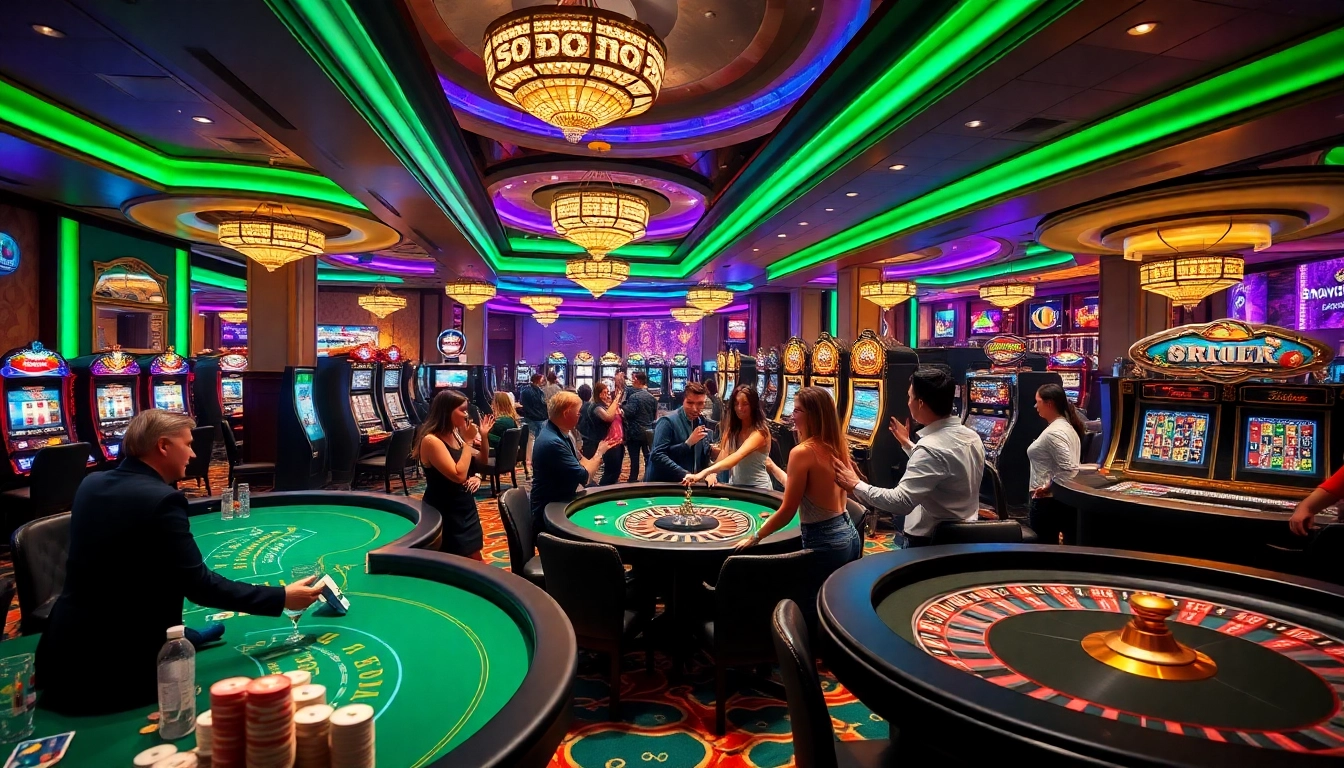 SODO Casino vibrant gaming action with players at tables enjoying luxurious atmosphere.