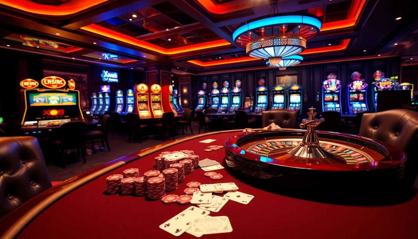 High-stakes poker action at XX88 casino featuring vibrant chips and elegant cards.