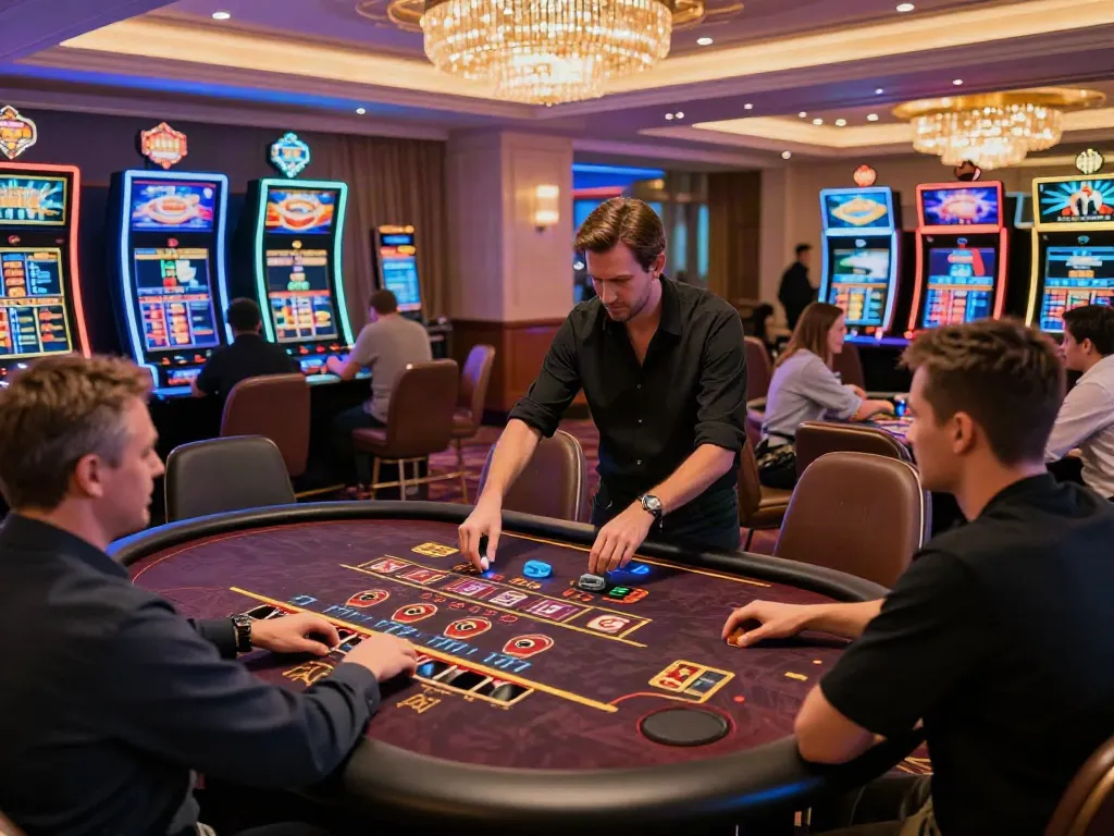 Engaging casino atmosphere showcasing gaming tables and players at casinos not on GamStop.