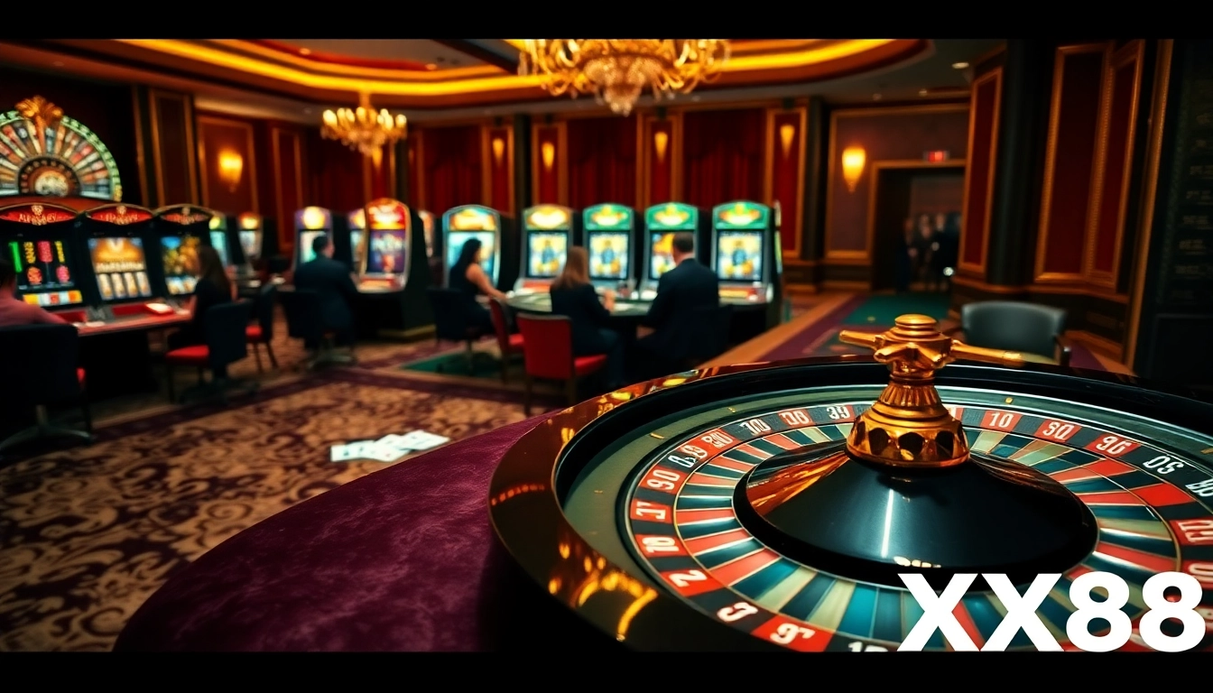 Players enjoying the thrilling experience at XX88 casino with roulette and poker.