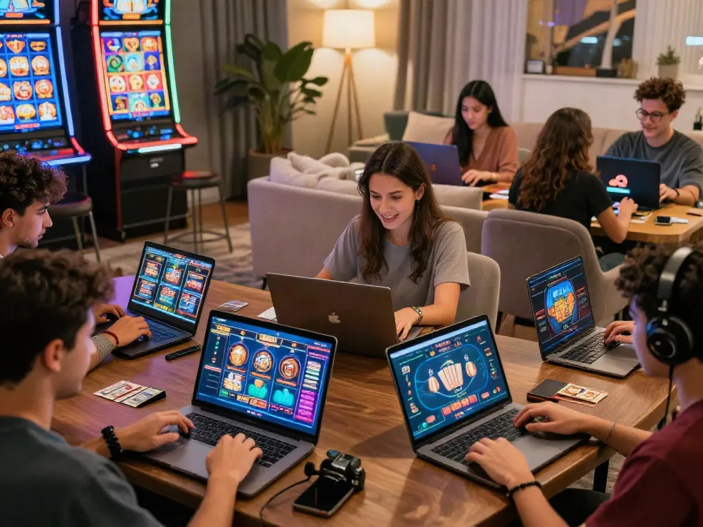 Players enjoying casino not on gamstop games in a cozy urban setting.