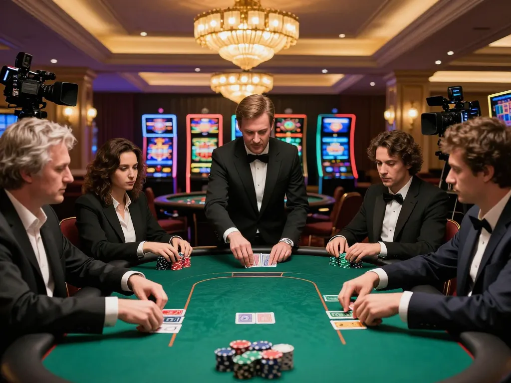 Players strategizing at a poker table in nhà cái tg88, showcasing high-stakes gambling.