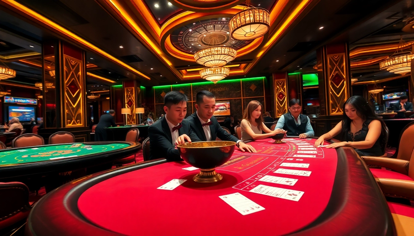 Exciting scene of players engaging in Xóc Đĩa at xocdia88’s luxury casino.