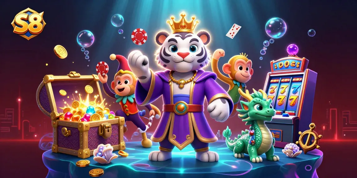 Juggle poker chips with S8 in an engaging casino setting featuring a tiger and dragon.