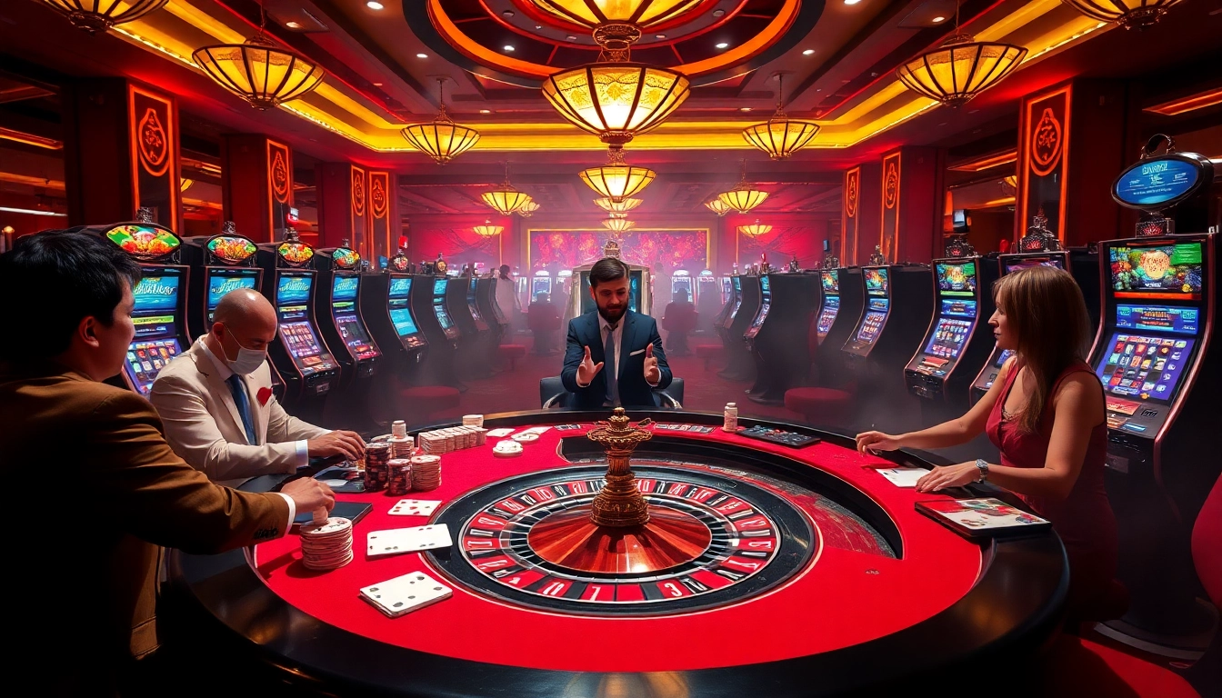 Experience thrilling gameplay at the chotruyen-themed casino table with vibrant cards and poker chips.