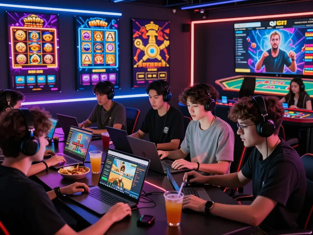 Engaged players enjoying the QE8 online gaming platform with vibrant graphics.
