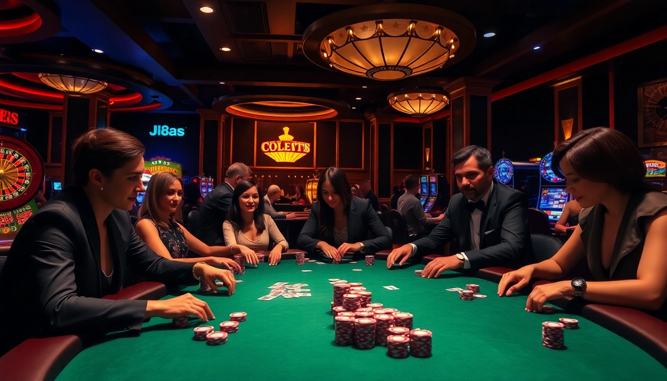 Experience high-stakes poker at J88 with vibrant scenes of gameplay and excitement.