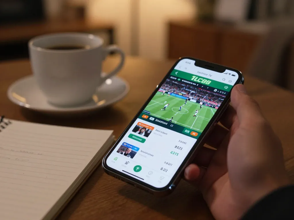 Person placing strategic bets on LC88 sports betting app during an exciting game night.