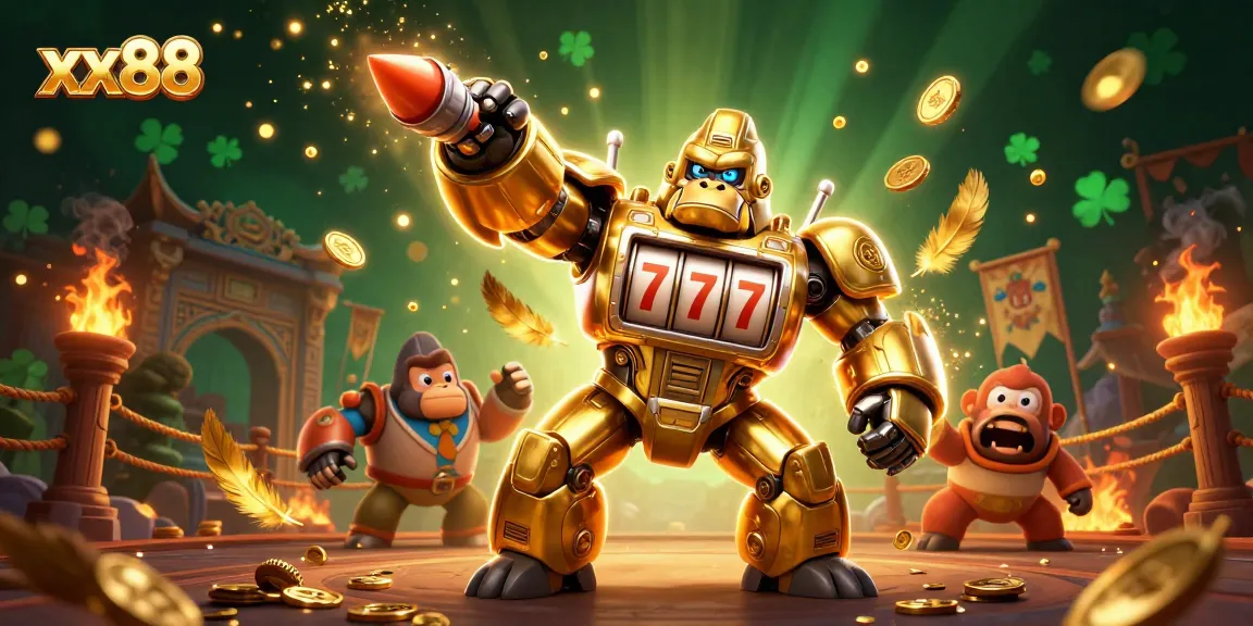 Engage in thrilling gameplay with xx88's spectacular golden gorilla mech and dynamic effects.