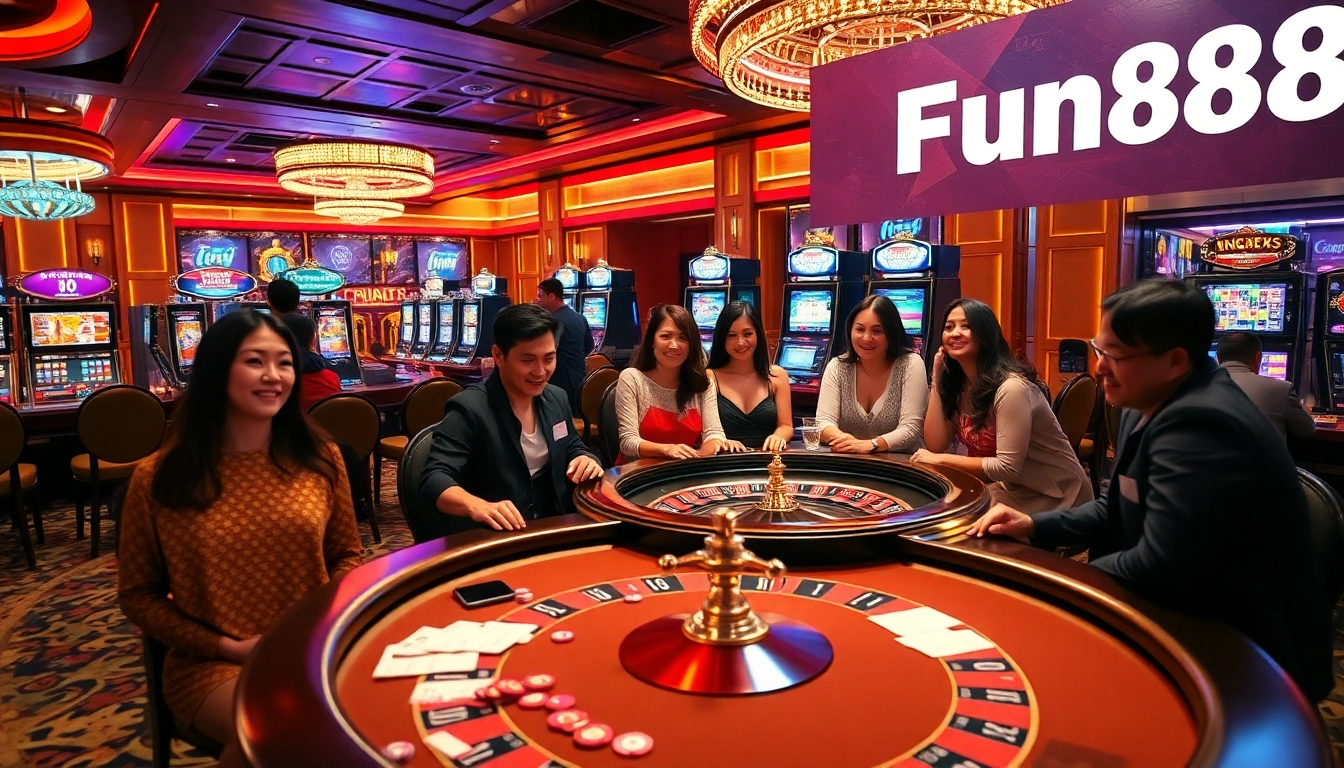 Fun88 players enjoying dynamic casino games and vibrant atmosphere.