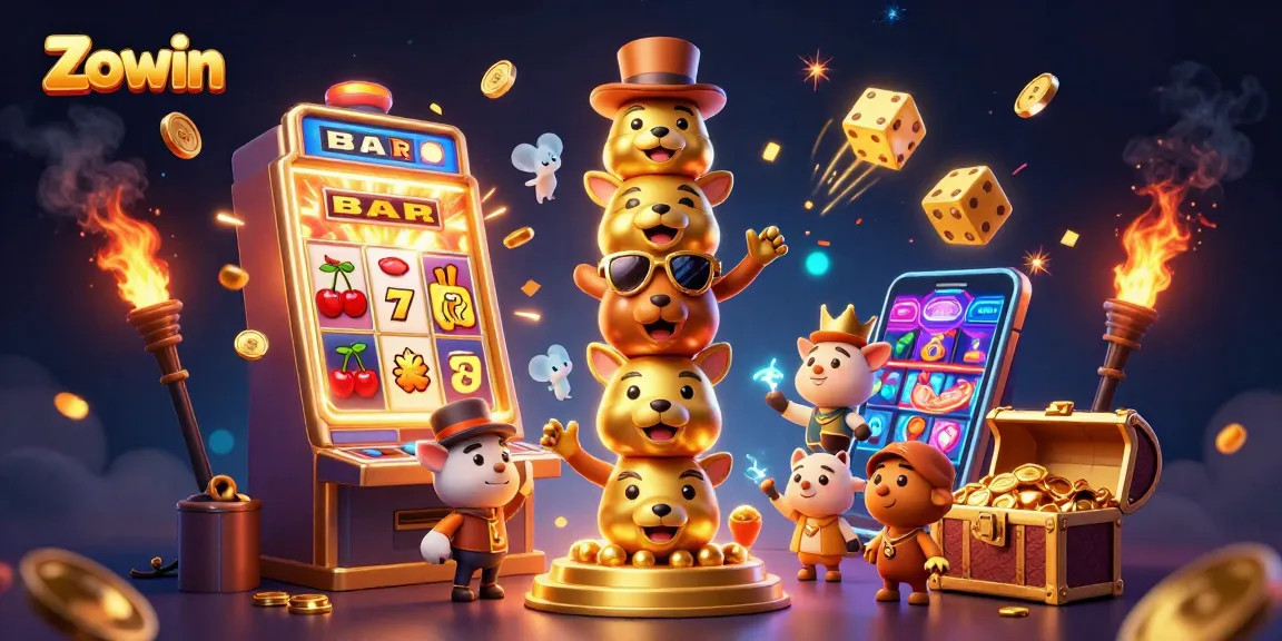 Zowin features a vibrant casino experience with jackpot symbols and a dynamic totem pole.