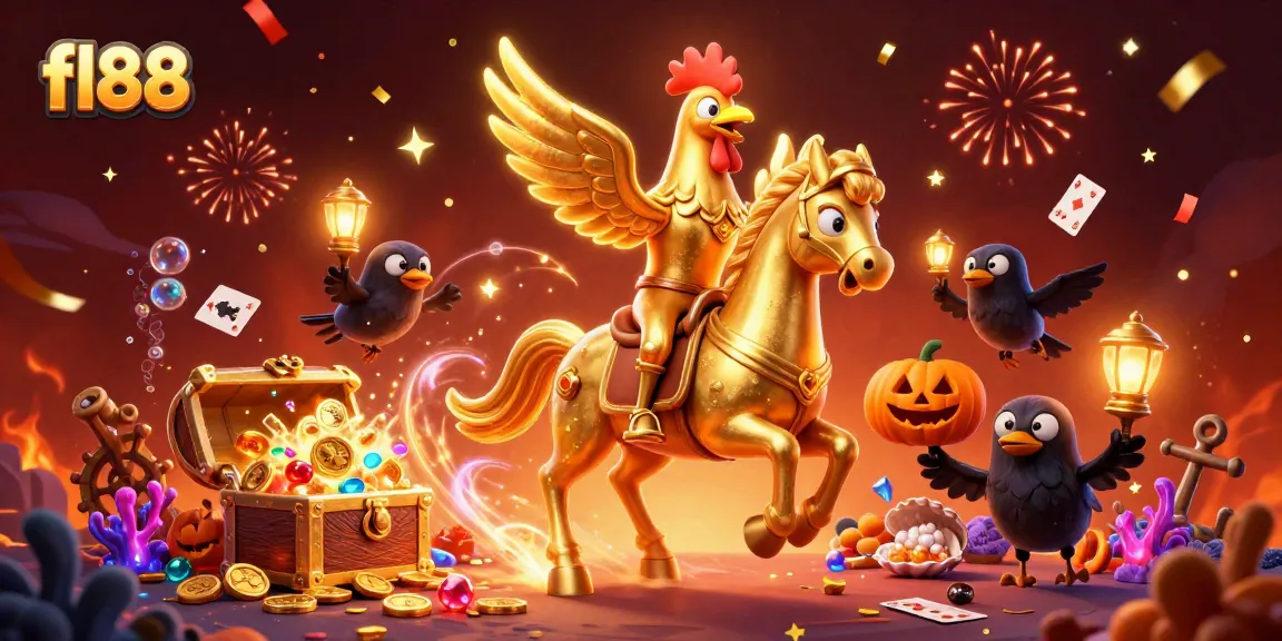 Experience thrilling wins at fl88 with a dynamic casino scene featuring characters and gold!