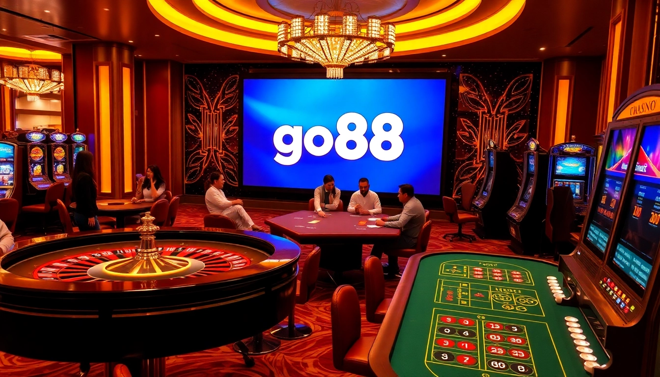 Players enjoying an exhilarating gaming experience at go88 casino with vibrant roulette and slot machines.