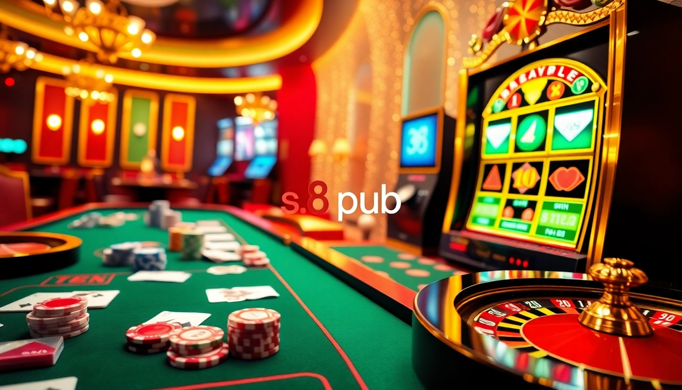 Experience thrilling online gaming action at s8.pub with vibrant casino elements.