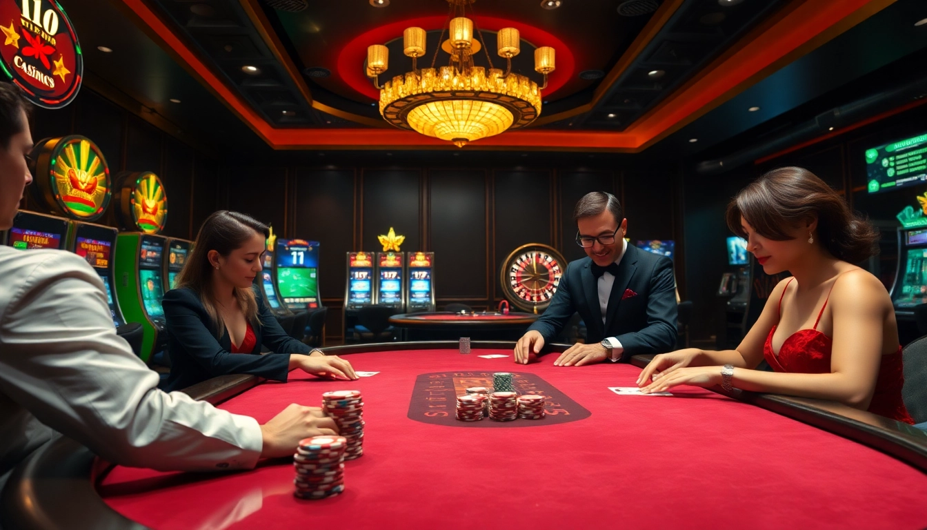 Engaging poker game scene showcasing okfun experience with vibrant casino elements.