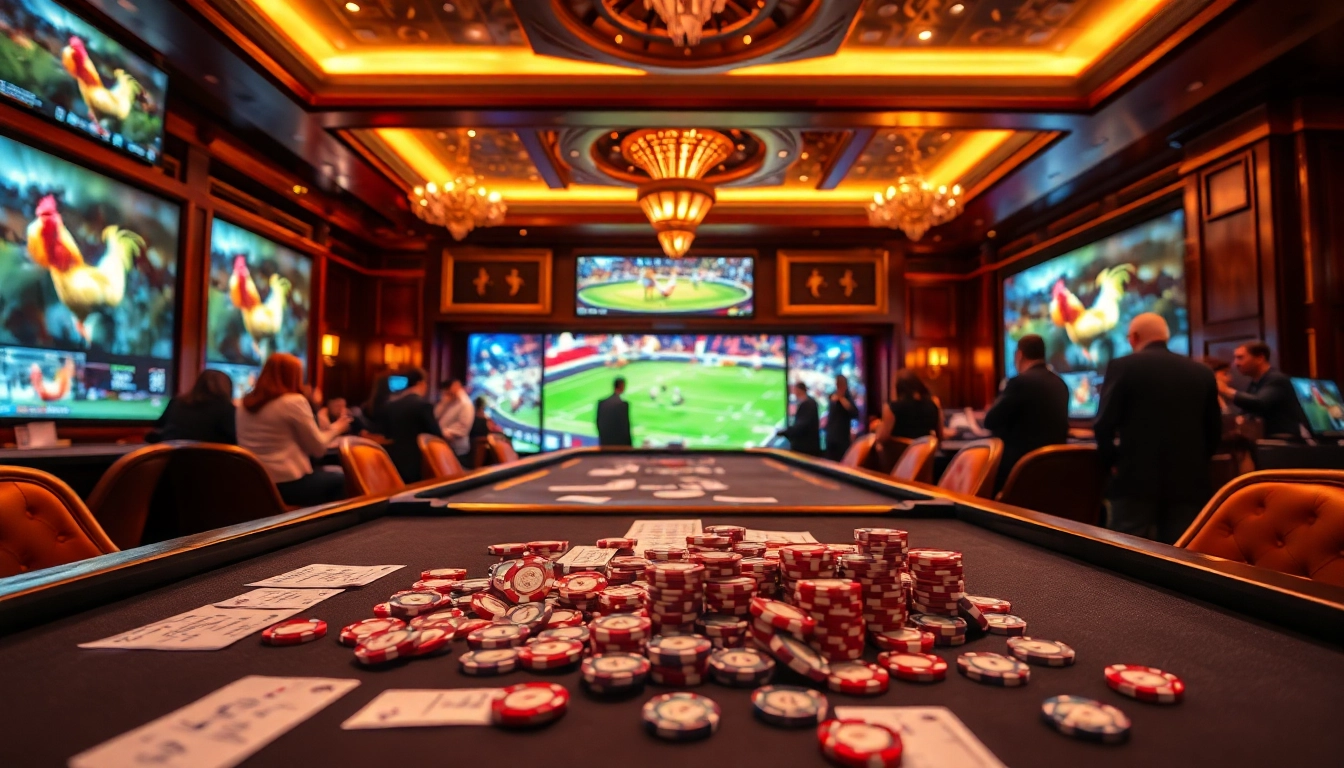 Xem đá gà trực tiếp with exciting live betting action and vibrant casino atmosphere.