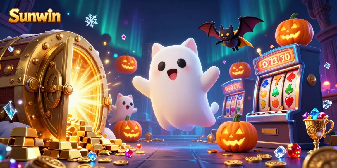 Experience thrilling gameplay with Sunwin as the ghost cat and bat explore a haunted casino.