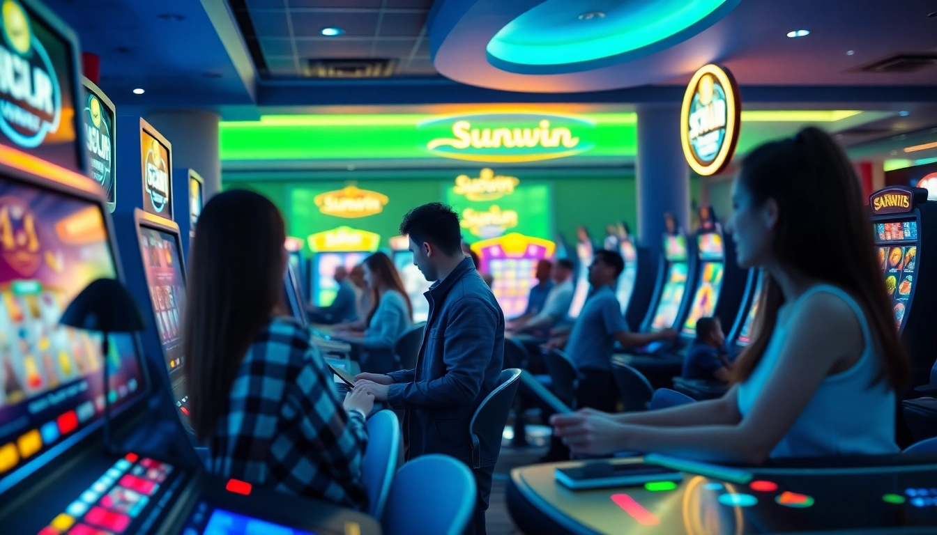 Sunwin's online gaming environment showcasing players engaged in vibrant games, highlighting user-friendly design.