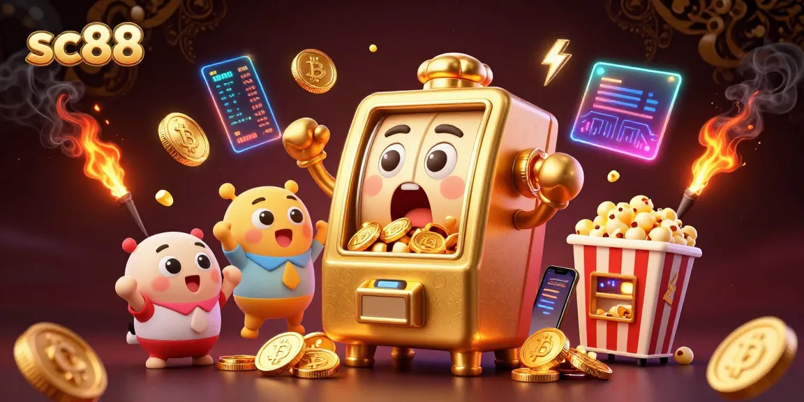 Experience winning with sc88 as the golden slot machine hits the jackpot, surrounded by cheering companions.