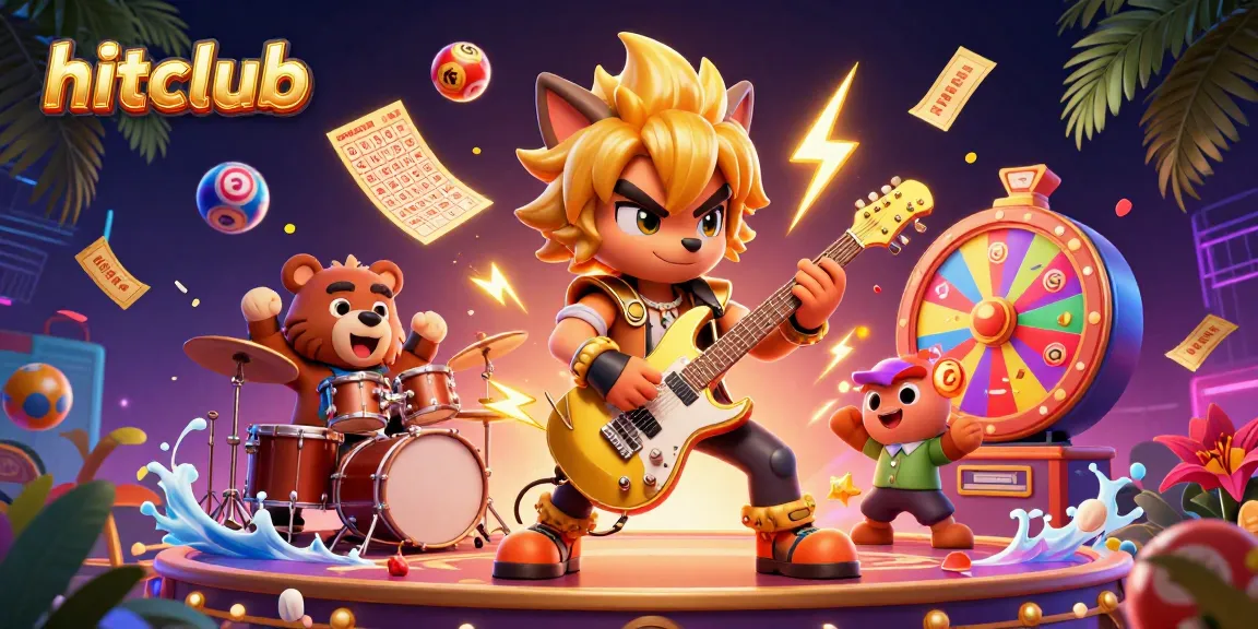 Experience the excitement of hitclub with vibrant casino-themed 3D illustration showcasing dynamic gaming action.