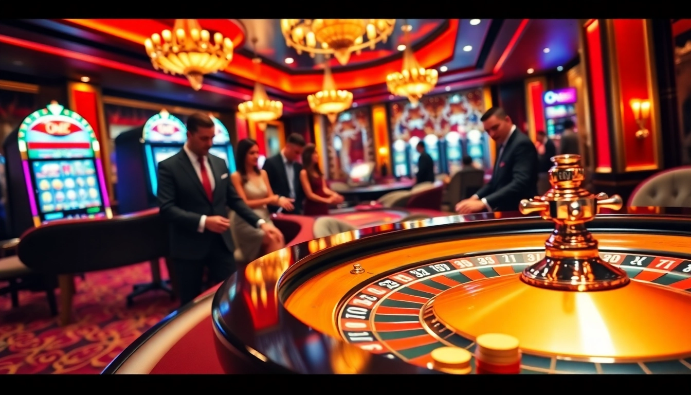 Onbet players enjoying an exciting game at a professional casino setting.