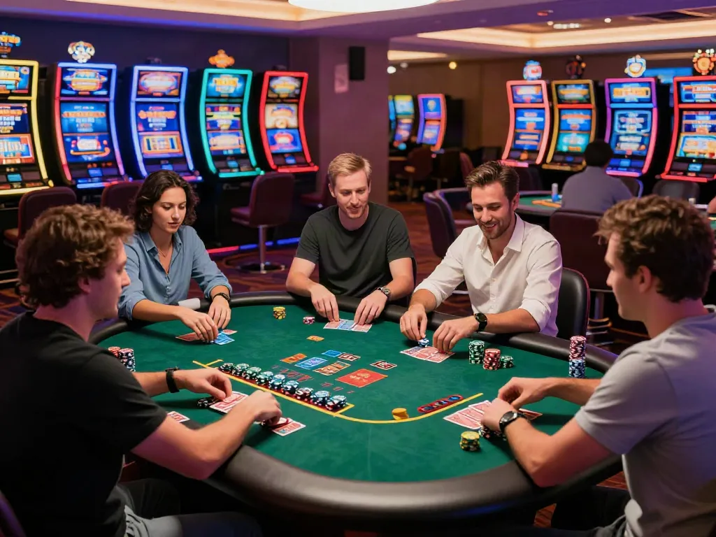 Exciting scene of players enjoying games at a casino not on Gamstop with vibrant atmosphere.