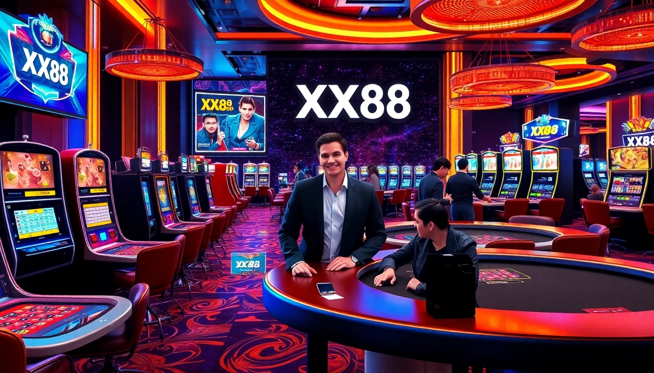 Experience the thrill of gambling at XX88 with vibrant slot machines and engaging game tables.