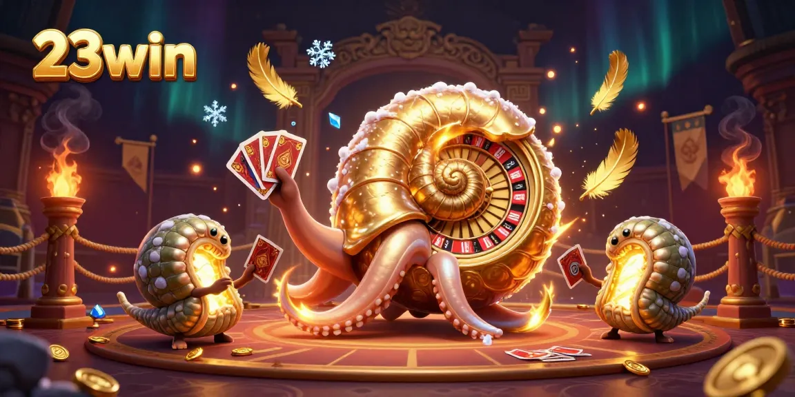 Engage with 23win's action-packed gaming environment featuring a giant nautilus roulette wheel.