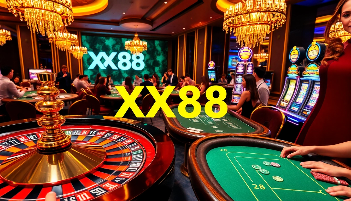 Experience the excitement of XX88 Casino with engaging roulette and card games in a luxury setting.