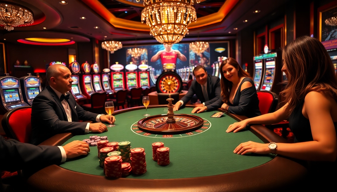 Players engaging in high-stakes poker at a luxurious casino table with DA88 chips.