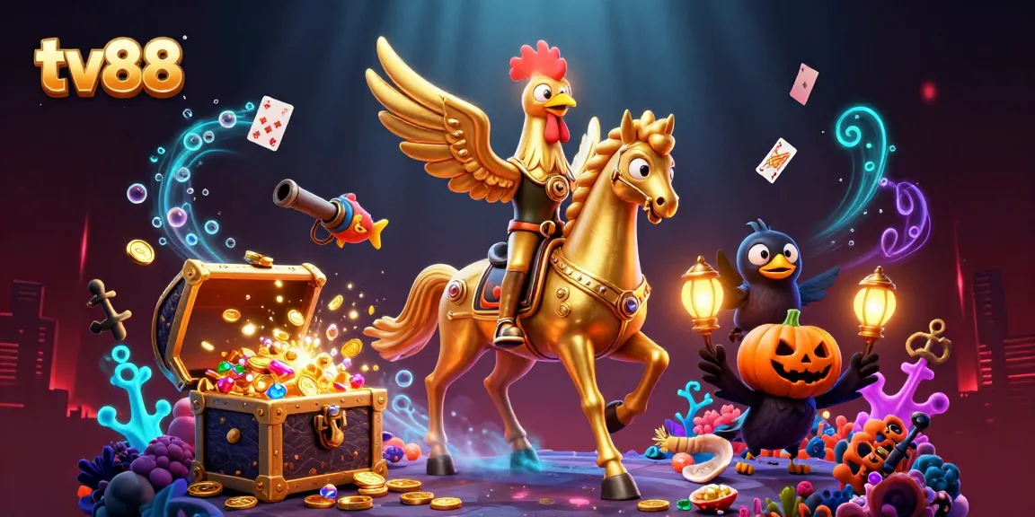 Experience thrilling casino action with a vibrant tv88 scene featuring a golden rooster and glowing lanterns.