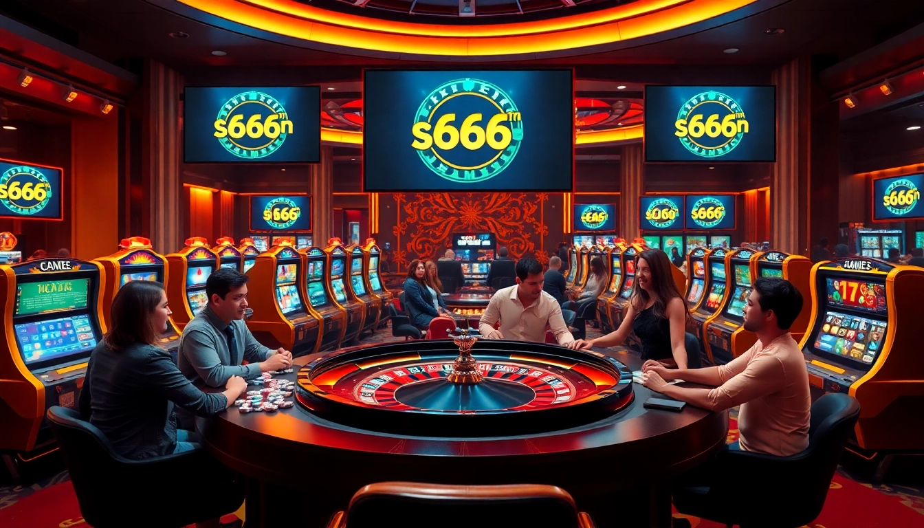 Experience thrilling gaming at https://s666hn.com/ with vibrant casino visuals of roulette, poker, and slots.