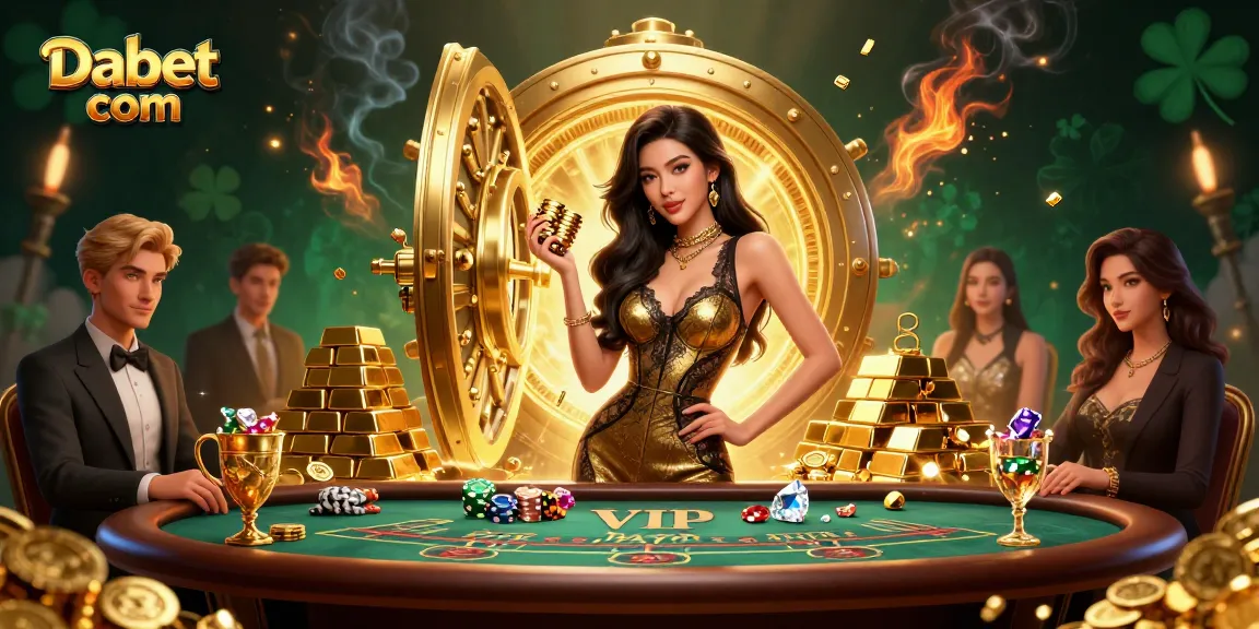 Engage in high-stakes baccarat at Dabet com with vibrant gold elements and a luxurious atmosphere.