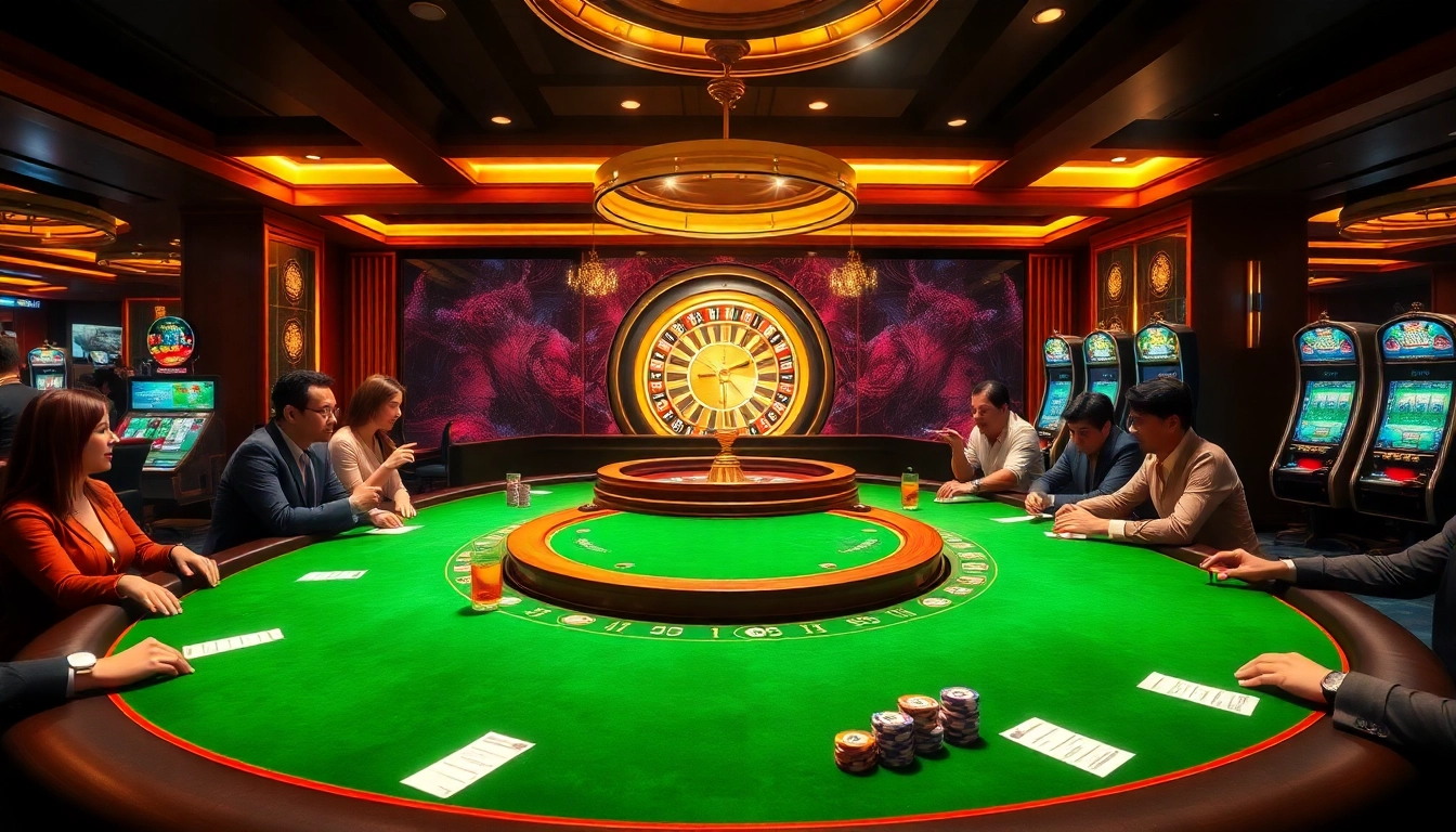 Experience the thrill of UU88 with vibrant poker tables and glowing slot machines.