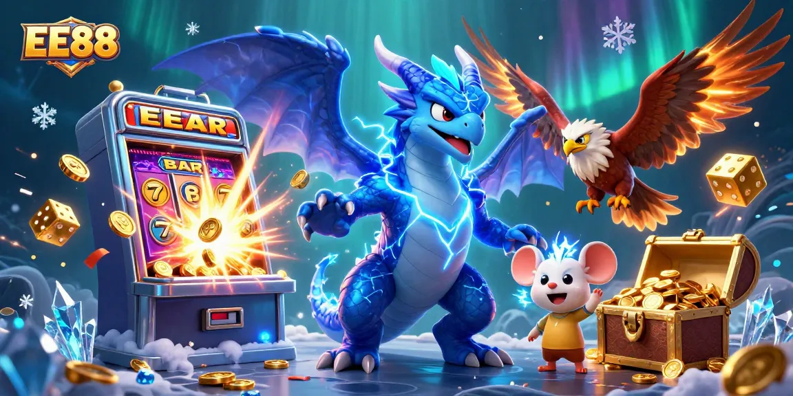 Experience thrilling gameplay at EE88 with dynamic slot machines and exciting casino character illustrations.