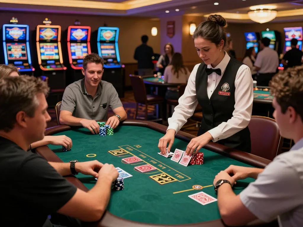 Players enjoying an exciting blackjack game at the gk88 casino venue, showcasing vibrant gameplay and social interaction.