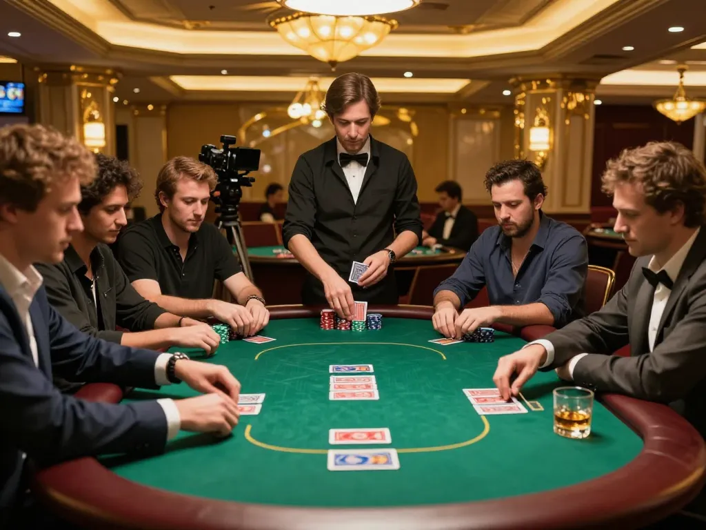Engaging poker action at a lavish casino table featuring 33win players honing their skills.