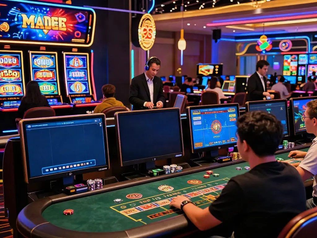 Exciting casino not on gamstop gaming experience with players interacting online.
