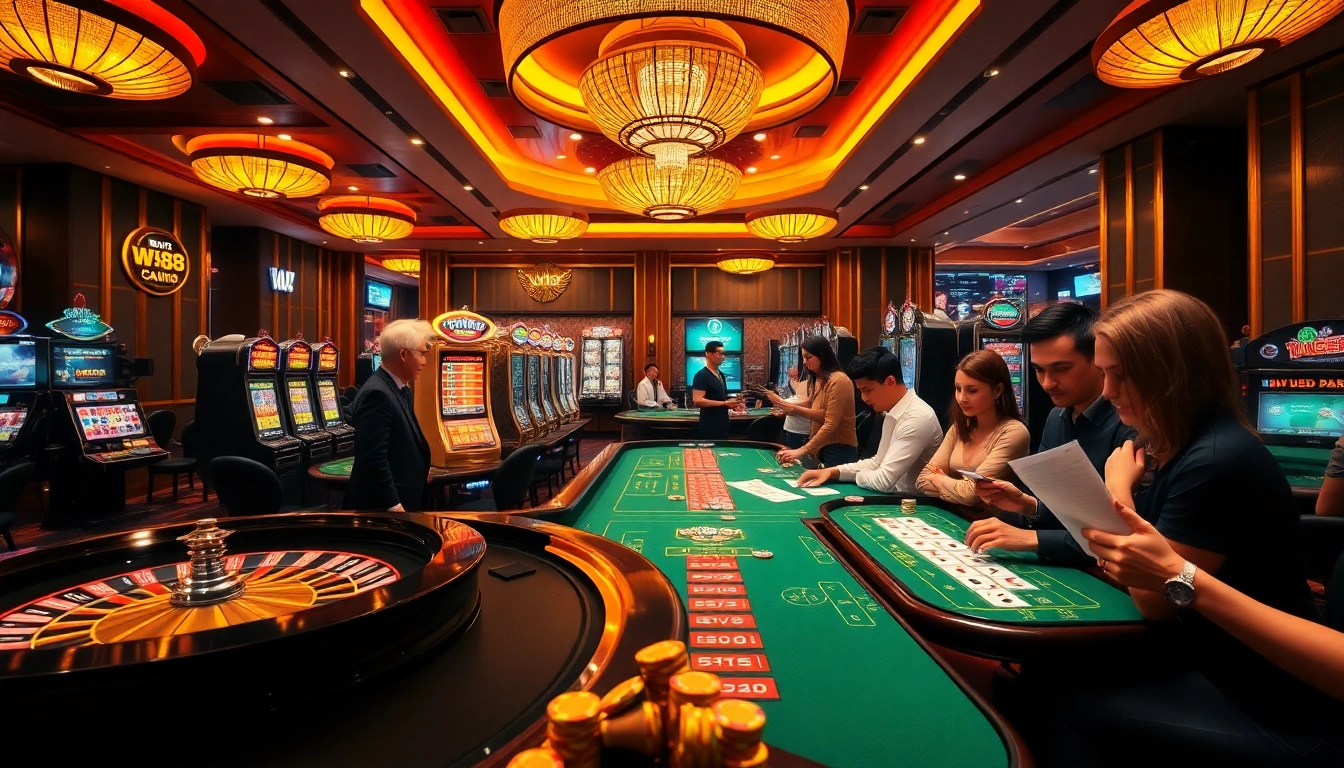 W88 gamers enjoying an exciting online casino experience with roulette and slots.
