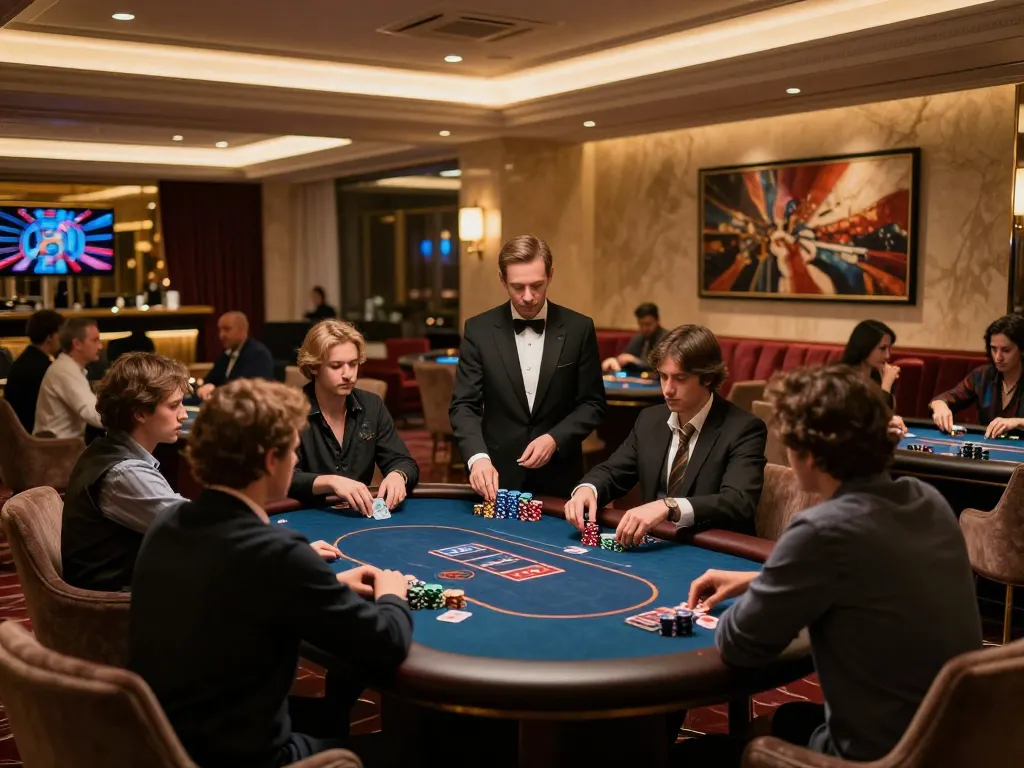 Players enjoying high-stakes poker in a luxurious VIP lounge at Vipwin casino