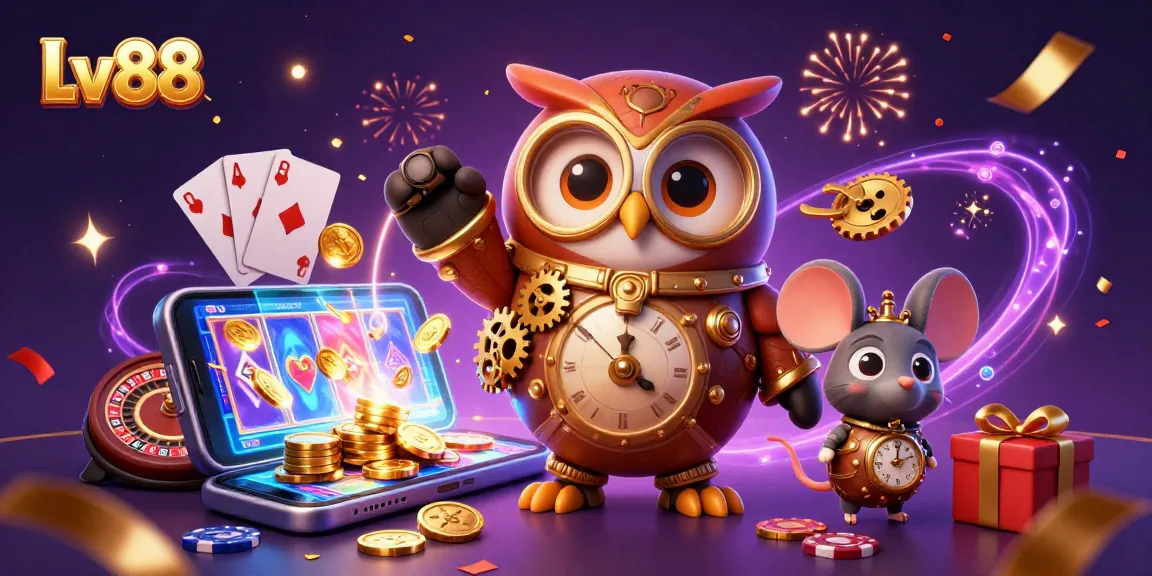Experience exciting gaming action at Lv88 with vibrant slot games and dynamic casino elements.