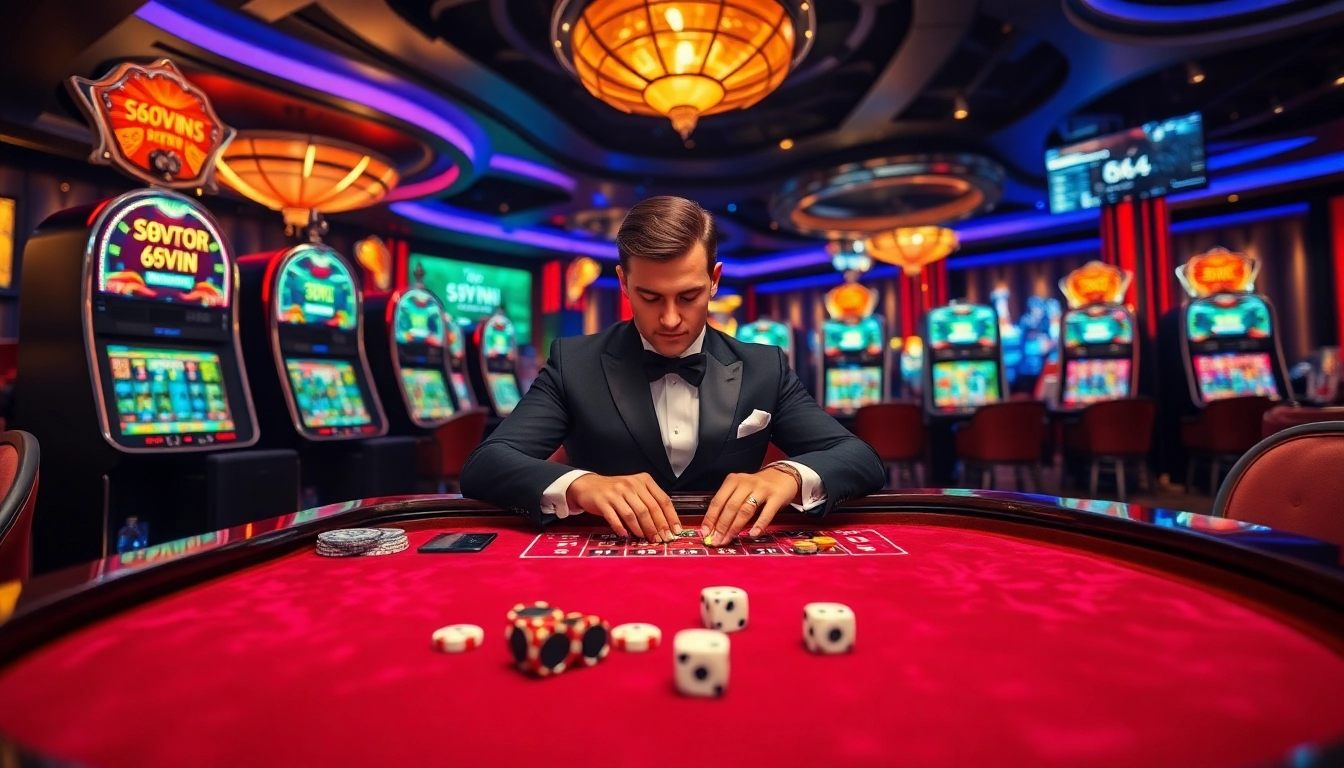 Gambler enjoying a thrilling 69vn roulette experience in a luxurious casino setting.