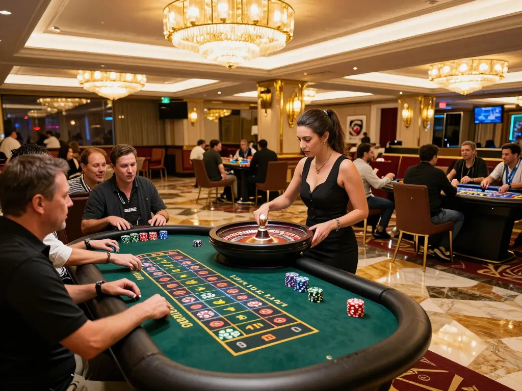 Players enjoying a thrilling roulette game at hitclub casino floor with engaging croupier