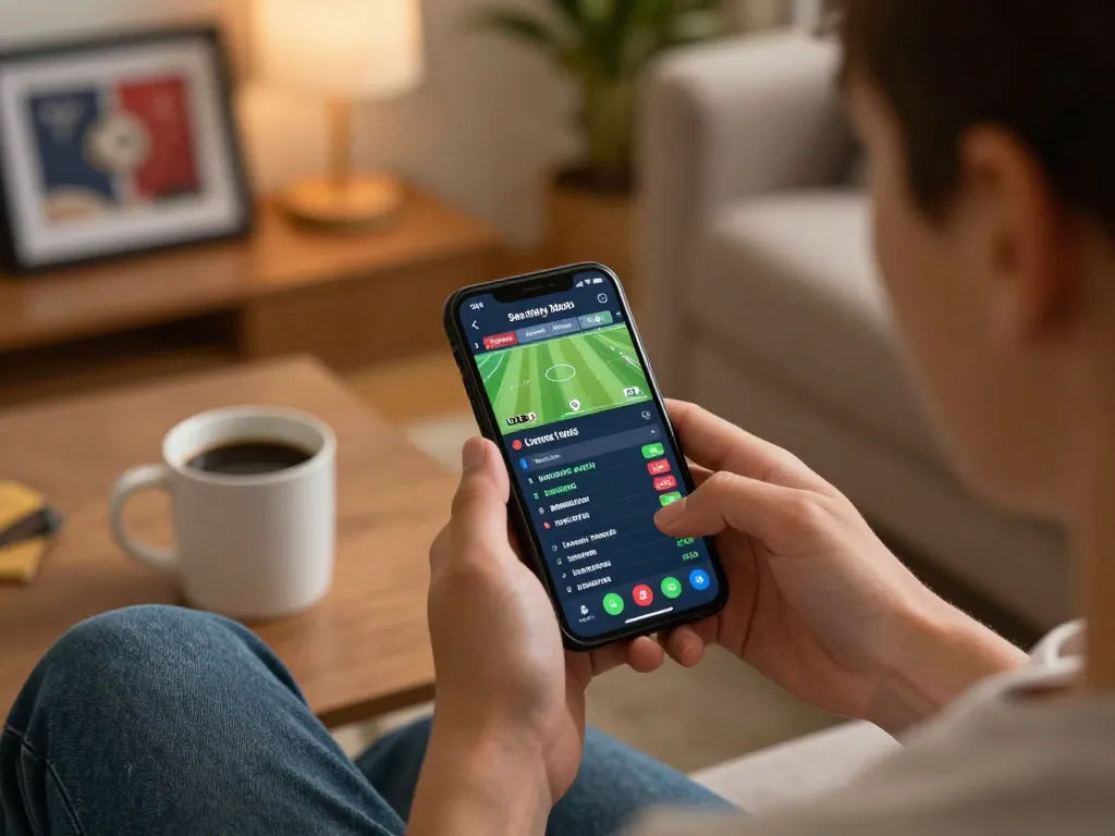 Person placing bets on sports using 789bet mobile app, showcasing live odds and betting excitement.