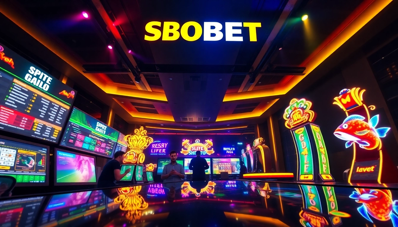 SBOBET online gaming ambiance featuring vibrant sports betting and live casino action