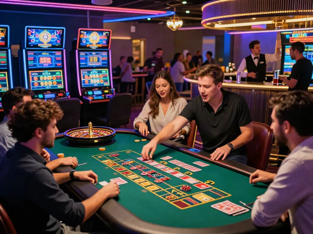 Exciting online casino atmosphere highlighting players at a casino not on Gamstop.